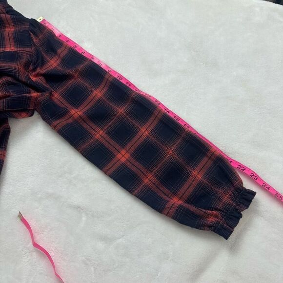 Loft Women's M Button Up Plaid Shirt Dress Blue Red Long Sleeve Modest - Picture 8 of 10